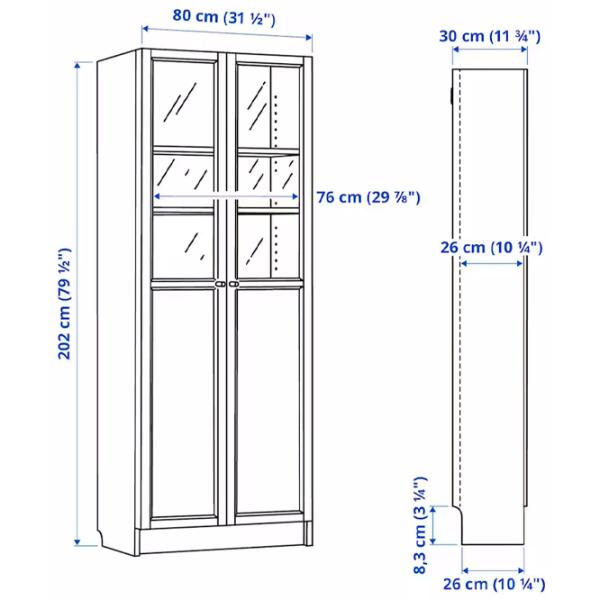 Dulap cu polițe Ikea Billy/Oxberg 202 x 80 x 30 / MDF / Stejar negru photo 6