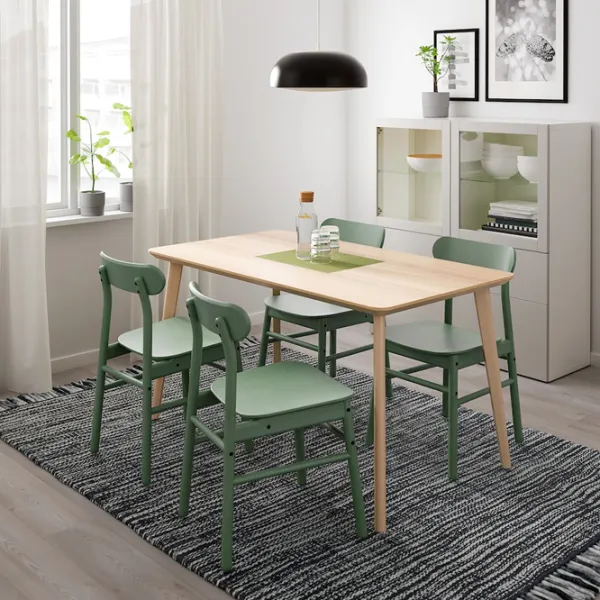 Обеденные стол со стульями Ikea Lisabo/Ronninge Прямоугольная / ДСП / Ясеневый Шпон photo 6