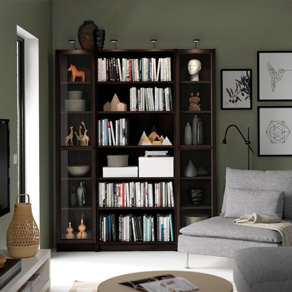 Шкаф с полками Ikea Billy/Oxberg 202 x 160 x 30см / МДФ / Темно Коричневый photo 2