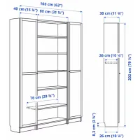 Шкаф с полками Ikea Billy/Oxberg 202 x 160 x 30см / МДФ / Темно Коричневый photo 7