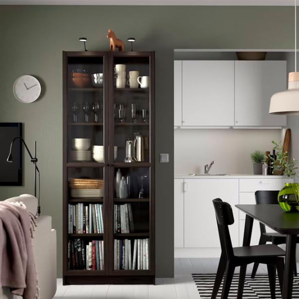 Шкаф с полками Ikea Billy/Oxberg 202 x 80 x 30см / МДФ / Темно Коричневый photo 2 Шкаф с полками Ikea Billy/Oxberg 202 x 80 x 30см / МДФ / Темно Коричневый photo 2