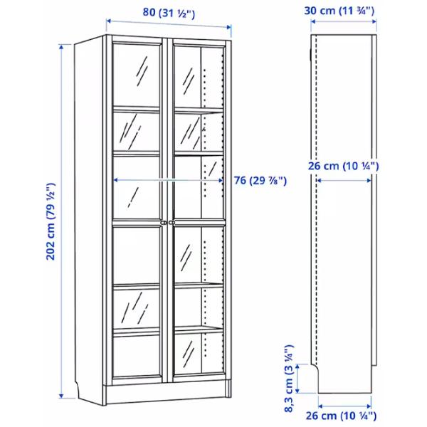 Шкаф с полками Ikea Billy/Oxberg 202 x 80 x 30см / МДФ / Темно Коричневый photo 6 Шкаф с полками Ikea Billy/Oxberg 202 x 80 x 30см / МДФ / Темно Коричневый photo 6