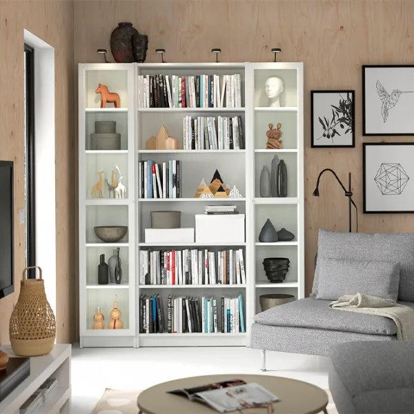 Шкаф с полками Ikea Billy/Oxberg 202 x 160 x 30см / МДФ / White photo 2