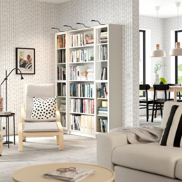 Шкаф с полками Ikea Billy/Oxberg 202 x 160 x 30см / МДФ / White photo 3