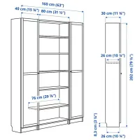 Dulap cu polițe Ikea Billy/Oxberg 202 x 160 x 30 / MDF / White photo 4