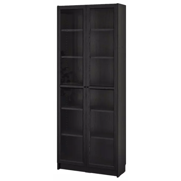 Шкаф с полками Ikea Billy/Oxberg 202 x 80 x 30см / МДФ / Дуб черный photo 1
