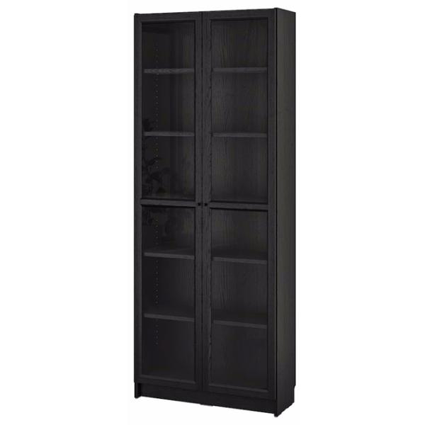 Шкаф с полками Ikea Billy/Oxberg 202 x 80 x 30см / МДФ / Дуб черный photo 1