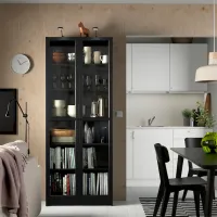 Dulap cu polițe Ikea Billy/Oxberg 202 x 80 x 30 / MDF / Stejar negru photo 2