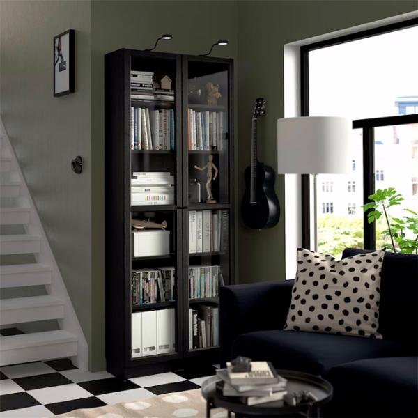 Шкаф с полками Ikea Billy/Oxberg 202 x 80 x 30см / МДФ / Дуб черный photo 3