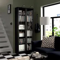 Dulap cu polițe Ikea Billy/Oxberg 202 x 80 x 30 / MDF / Stejar negru photo 3