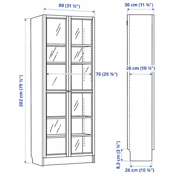 Шкаф с полками Ikea Billy/Oxberg 202 x 80 x 30см / МДФ / Дуб черный photo 6