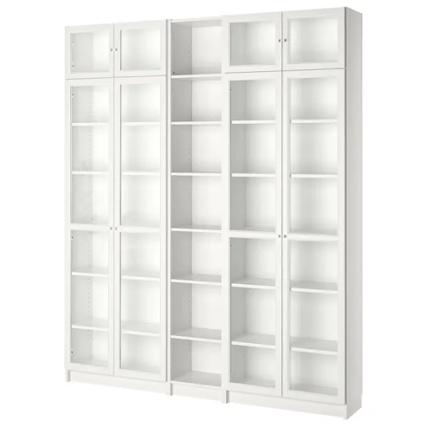 Шкаф с полками Ikea Billy/Oxberg 237 x 200 x 30см / МДФ / White photo 1