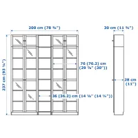 Dulap cu polițe Ikea Billy/Oxberg 237 x 200 x 30 / MDF / White photo 6