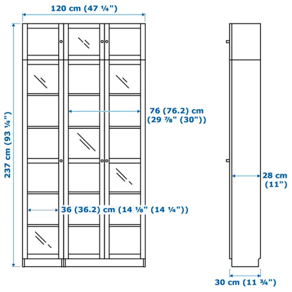 Шкаф с полками Ikea Billy/Oxberg 237 x 120 x 30см / МДФ / White photo 4