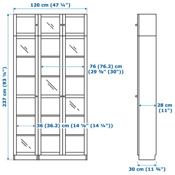 Шкаф с полками Ikea Billy/Oxberg 237 x 120 x 30см / МДФ / White photo 4