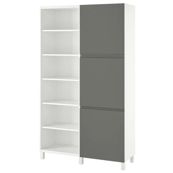 Шкаф с полками Ikea Besta 202 x 120 x 42см / МДФ / Темно серый - Белый photo 1
