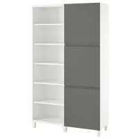 Шкаф с полками Ikea Besta 202 x 120 x 42см / МДФ / Темно серый - Белый
