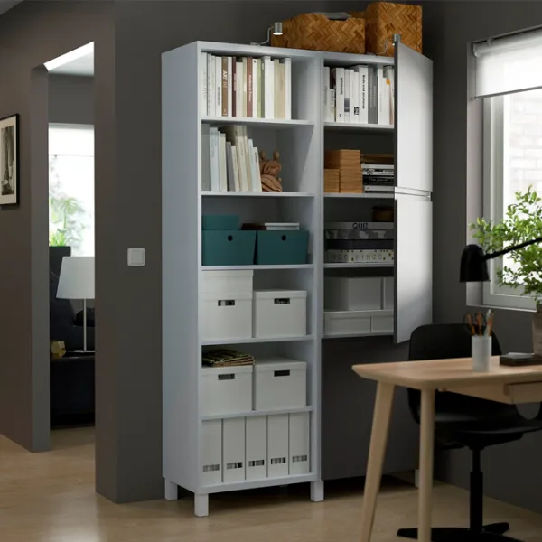 Шкаф с полками Ikea Besta 202 x 120 x 42см / МДФ / Темно серый - Белый photo 3