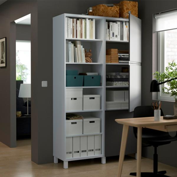 Шкаф с полками Ikea Besta 202 x 120 x 42см / МДФ / Темно серый - Белый photo 3