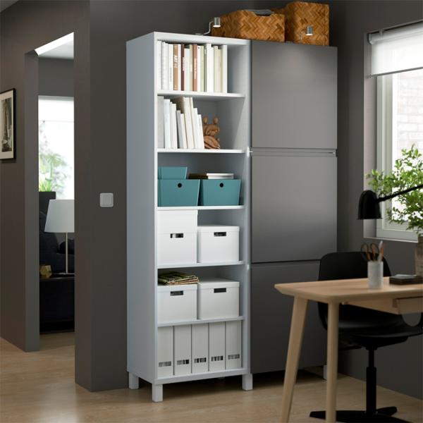 Шкаф с полками Ikea Besta 202 x 120 x 42см / МДФ / Темно серый - Белый photo 4