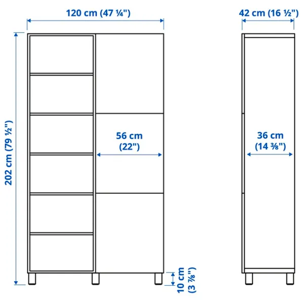 Шкаф с полками Ikea Besta 202 x 120 x 42см / МДФ / Темно серый - Белый photo 6