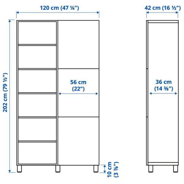 Шкаф с полками Ikea Besta 202 x 120 x 42см / МДФ / Темно серый - Белый photo 6