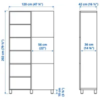 Dulap cu polițe Ikea Besta 202 x 120 x 42 / MDF / Sur închis - Alb photo 6