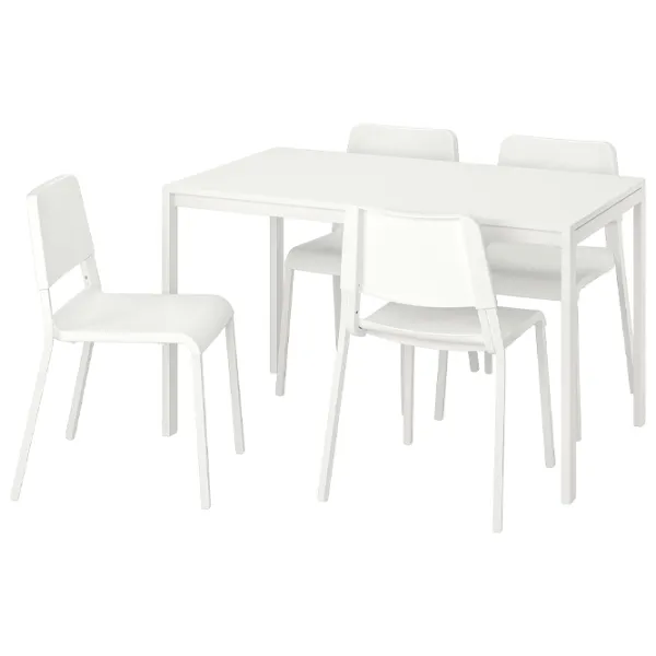 Обеденные стол со стульями Ikea Melltorp/Teodores Прямоугольная / ДСП / Белый photo 1