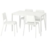 Обеденные стол со стульями Ikea Melltorp/Teodores Прямоугольная / ДСП / Белый