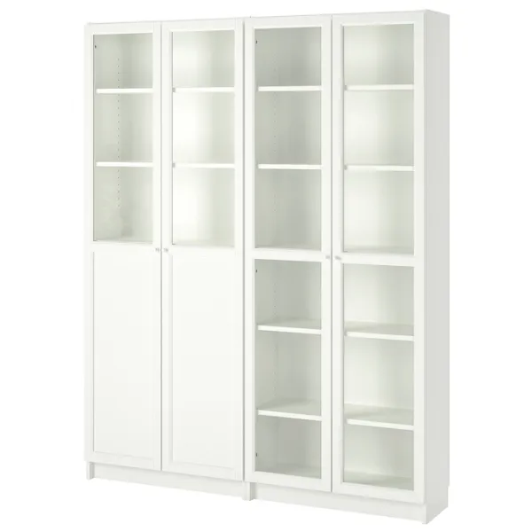 Шкаф с полками Ikea Billy/Oxberg 202 x 160 x 30см / МДФ / White photo 1