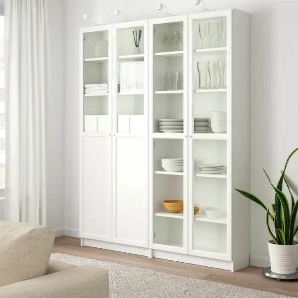 Шкаф с полками Ikea Billy/Oxberg 202 x 160 x 30см / МДФ / White photo 2