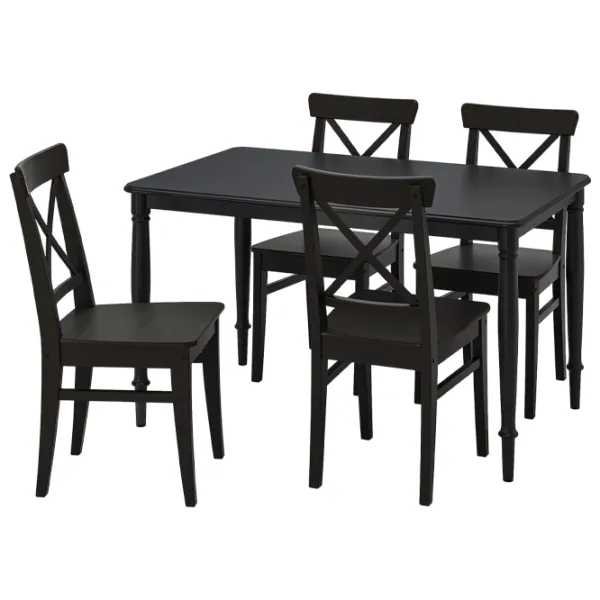 Обеденные стол со стульями Ikea Danderyd/Ingolf Прямоугольная / МДФ / Черный photo 1
