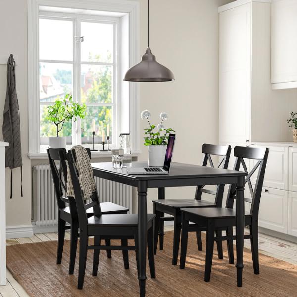 Обеденные стол со стульями Ikea Danderyd/Ingolf Прямоугольная / МДФ / Черный photo 6