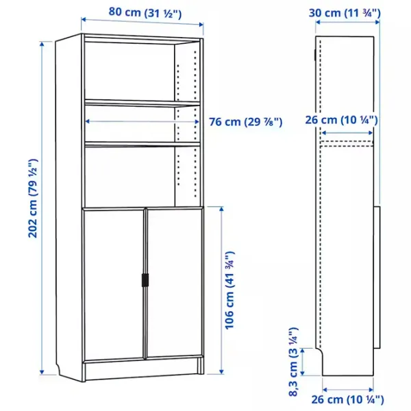 Шкаф с полками Ikea Billy/Hogbo 202 x 80 x 30см / МДФ / White photo 3 Шкаф с полками Ikea Billy/Hogbo 202 x 80 x 30см / МДФ / White photo 3