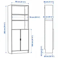 Шкаф с полками Ikea Billy/Hogbo 202 x 80 x 30см / МДФ / White photo 3