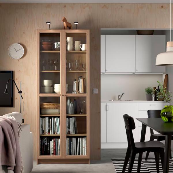 Dulap cu polițe Ikea Billy/Oxberg 202 x 80 x 30 / MDF / Stejar photo 2