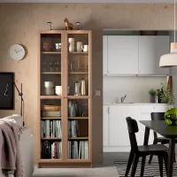 Dulap cu polițe Ikea Billy/Oxberg 202 x 80 x 30 / MDF / Stejar photo 2