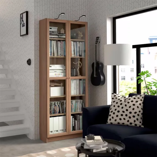 Dulap cu polițe Ikea Billy/Oxberg 202 x 80 x 30 / MDF / Stejar photo 3