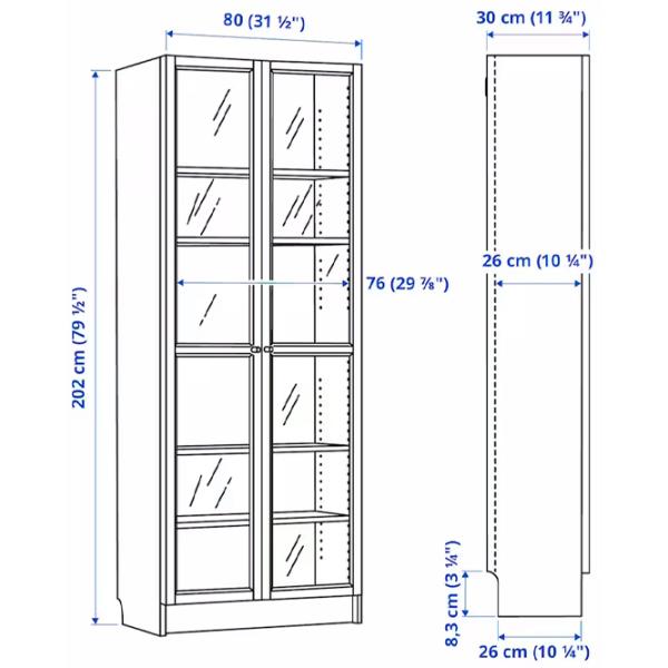 Dulap cu polițe Ikea Billy/Oxberg 202 x 80 x 30 / MDF / Stejar photo 6