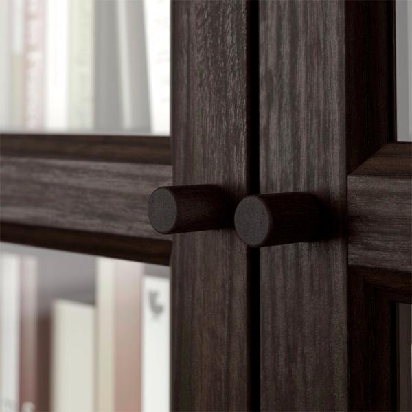 Шкаф с полками Ikea Billy/Oxberg 202 x 160 x 30см / МДФ / Черный дуб - Темно коричневый photo 2
