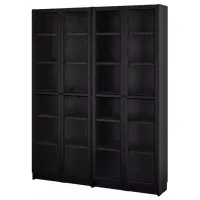 Шкаф с полками Ikea Billy/Oxberg 202 x 160 x 30см / МДФ / Дуб черный