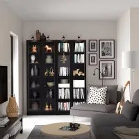 Dulap cu polițe Ikea Billy/Oxberg 202 x 160 x 30 / MDF / Stejar negru photo 2