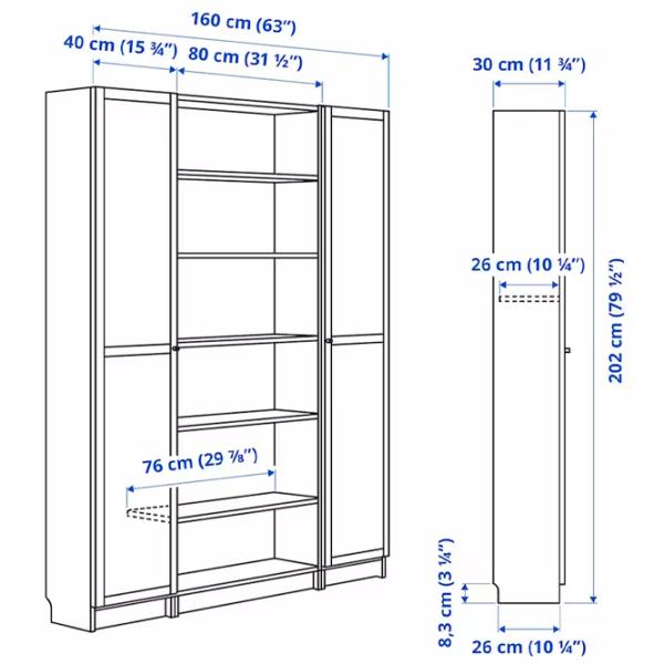 Шкаф с полками Ikea Billy/Oxberg 202 x 160 x 30см / МДФ / Дуб черный photo 6 Шкаф с полками Ikea Billy/Oxberg 202 x 160 x 30см / МДФ / Дуб черный photo 6