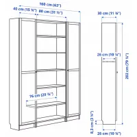 Dulap cu polițe Ikea Billy/Oxberg 202 x 160 x 30 / MDF / Stejar negru photo 6