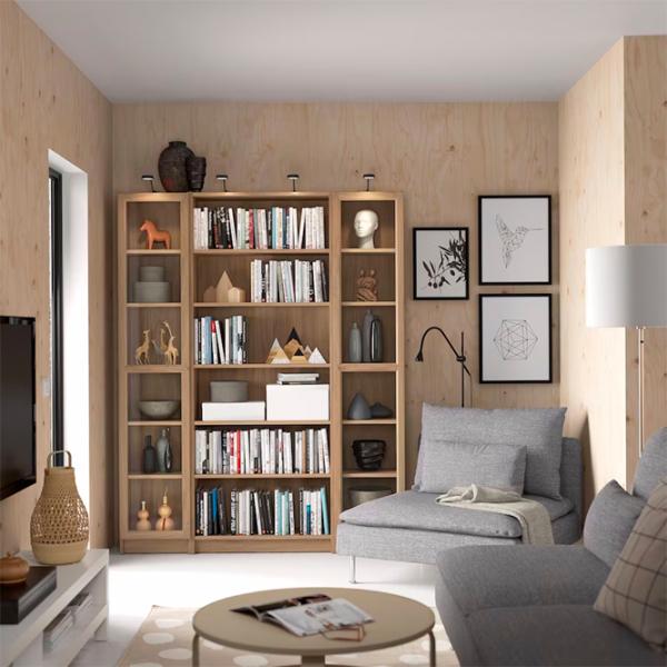 Шкаф с полками Ikea Billy/Oxberg 202 x 160 x 30см / МДФ / Дуб photo 2