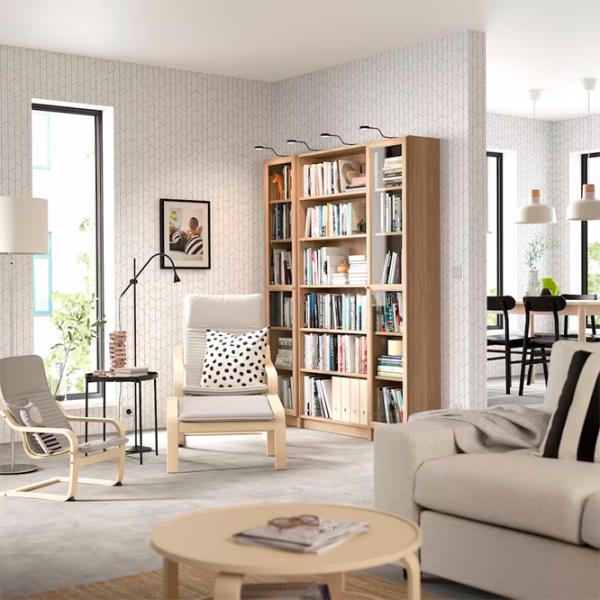 Шкаф с полками Ikea Billy/Oxberg 202 x 160 x 30см / МДФ / Дуб photo 3