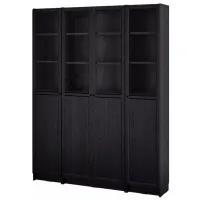 Шкаф с полками Ikea Billy/Oxberg 202 x 160 x 30см / МДФ / Дуб черный