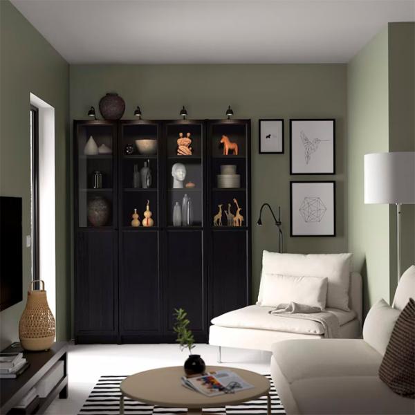 Шкаф с полками Ikea Billy/Oxberg 202 x 160 x 30см / МДФ / Дуб черный photo 3