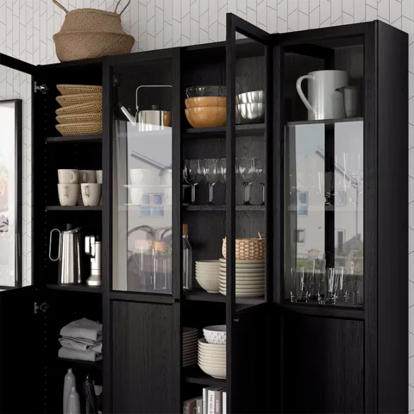 Шкаф с полками Ikea Billy/Oxberg 202 x 160 x 30см / МДФ / Дуб черный photo 4