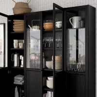 Dulap cu polițe Ikea Billy/Oxberg 202 x 160 x 30 / MDF / Stejar negru photo 4